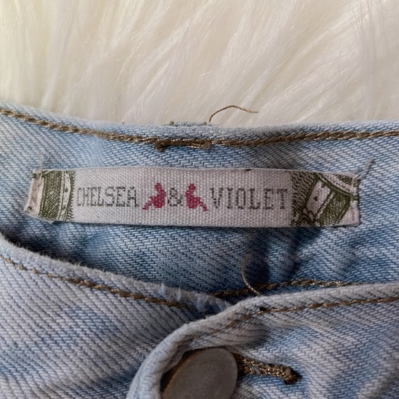 Floral Light Blue Denim Jean Shorts - Picture 7 of 8